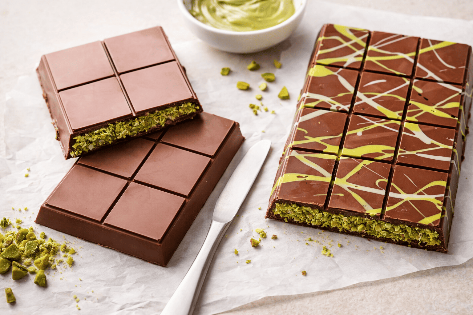 Dubai-Schokolade mit Pistazie & Kadayif