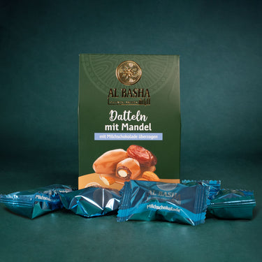 Verpackung von Datteln mit Vollmilchschokolade, Vorderseite